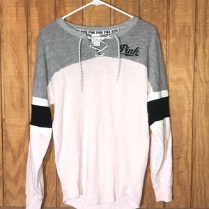 PINK pink sleeve draw string T-Shirt